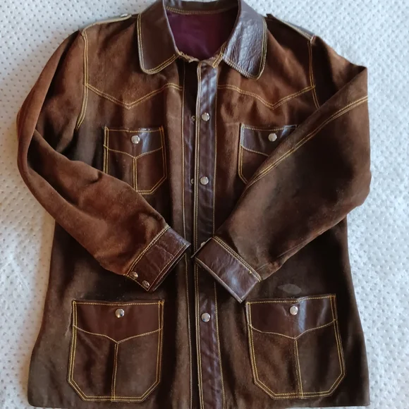 1970's Spanish suede leather car coat jacket in beautiful deep rich brown - Picture 6 of 11